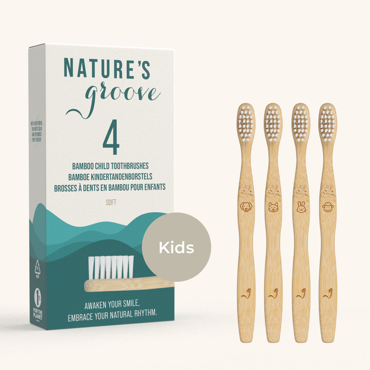 FSC-gecertificeerde bamboe kindertandenborstels - set van 2, 4 of 6 stuks