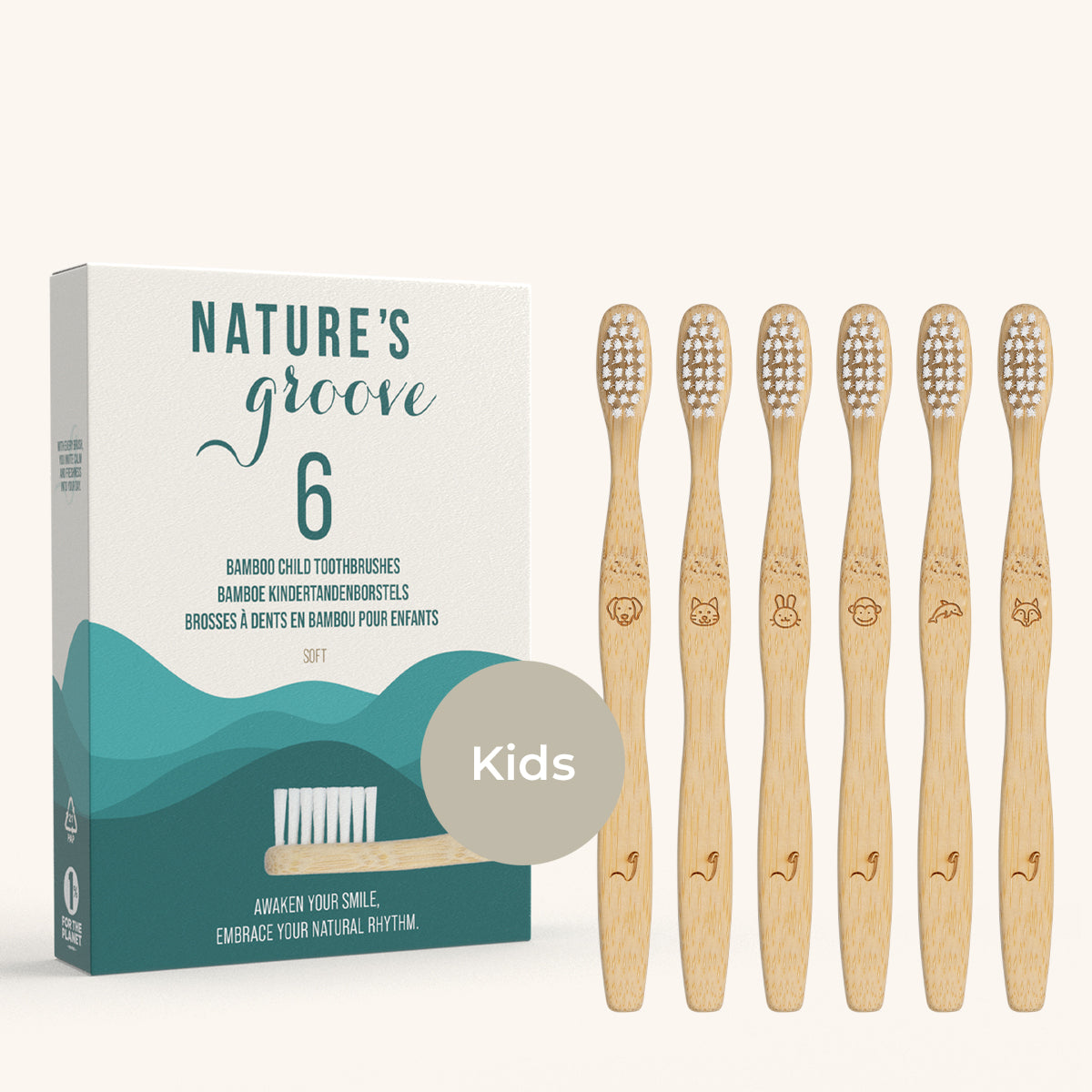 Duurzame bamboe kindertandenborstels – set van 2, 4 of 6 stuks