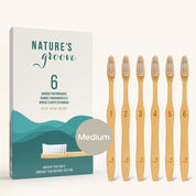 Duurzame bamboe handtandenborstels - medium - 2, 4 of 6 stuks