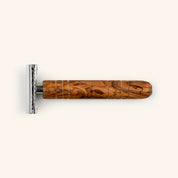 NATURE'S groove olijfhouten safety razor bovenaanzicht