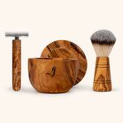 NATURE'S groove olijfhouten safety razor in set staand